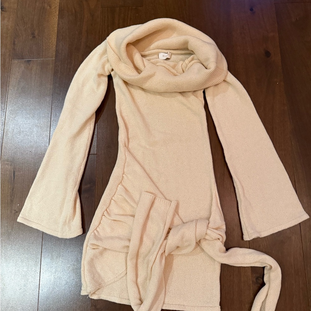 Meshki Cream Off-Shoulder Ruched Mini Dress - Picture 2 of 3